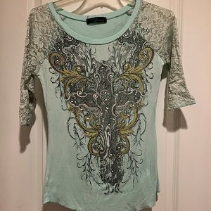 Angels and Diamonds Mint Green Shirt